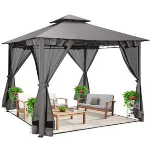 10×10 Gazebo with Cold-Proof Curtains Nettings,