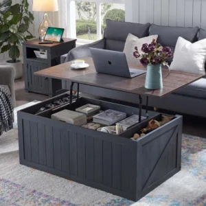 48 Large Coffee Table with Sliding Barn Door,