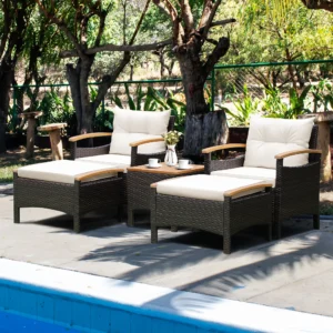 5PCS Patio Rattan Furniture Set Sofa