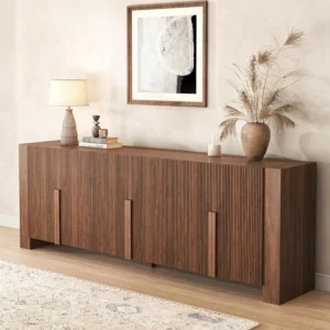 Fluted Sideboard Buffet Cabinet with Storage Cabintes,