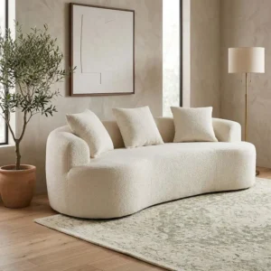 67” Beige Curved Loveseat Soa