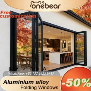 Any Size Custom Aluminum Frame Double Folding Glass Window