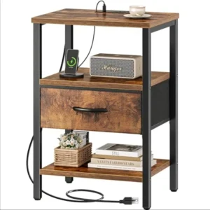 Bedside nightstand with charging station,